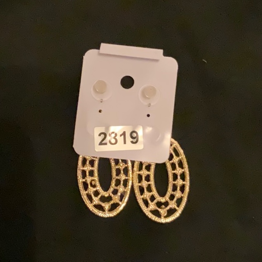 Gold Rhinestone Earrings - Picture 2 of 3